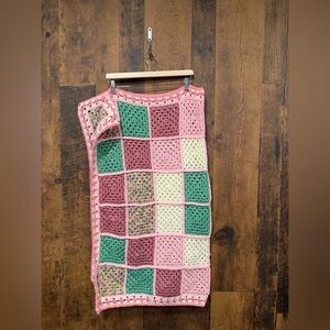 handmade crochet granny square afghan blanket 48x37